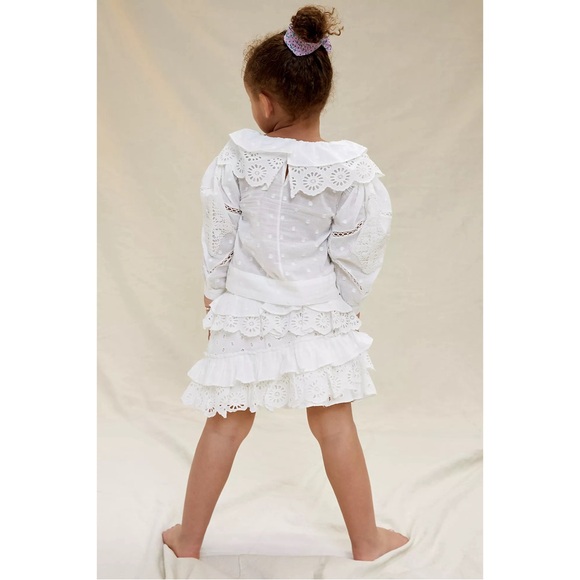 Anthropologie Lacy Ruffled Kids Blouse White NWT Size 5/6 - Picture 4 of 16